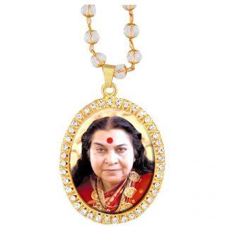 Diamond Single Side Oval Pendant with Mala – Extra Large
